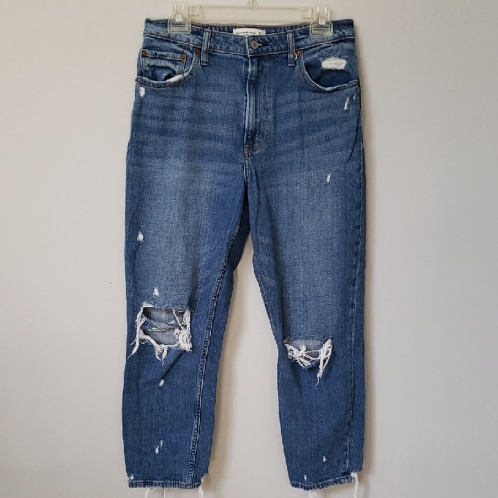 Abercrombie & Fitch Jeans Womens 10R  The Mom High Rise Curve Love Distressed